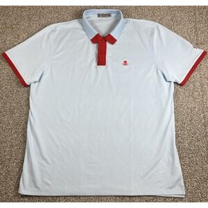 G/Fore Performance Golf Polo Size XXL Short Sleeve Lt Blue Red Trim (Arm Logo)
